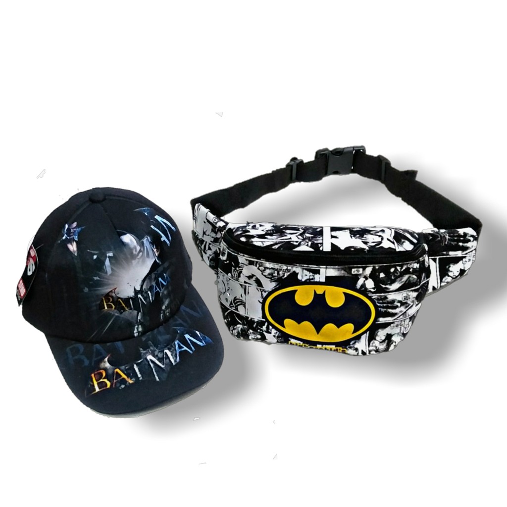 Wesbag anak laki laki, Waist Bag Anak Laki Laki Motif Batman dan Topi Anak REALPICT