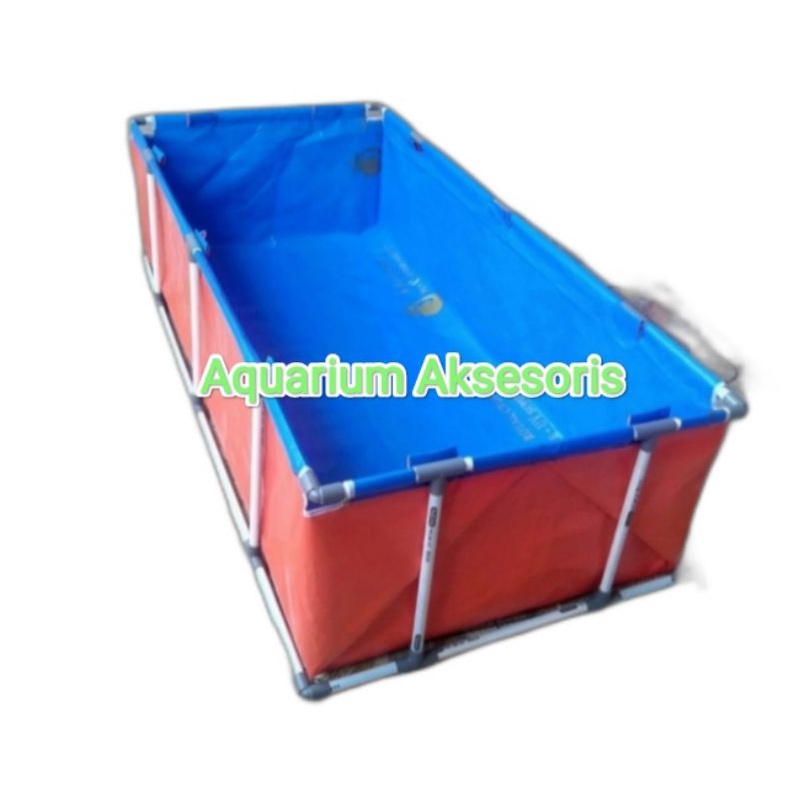 Terpal Kolam Ikan Type A12 ukuran 150x60x50 cm Model Slot Pipa 1 inch