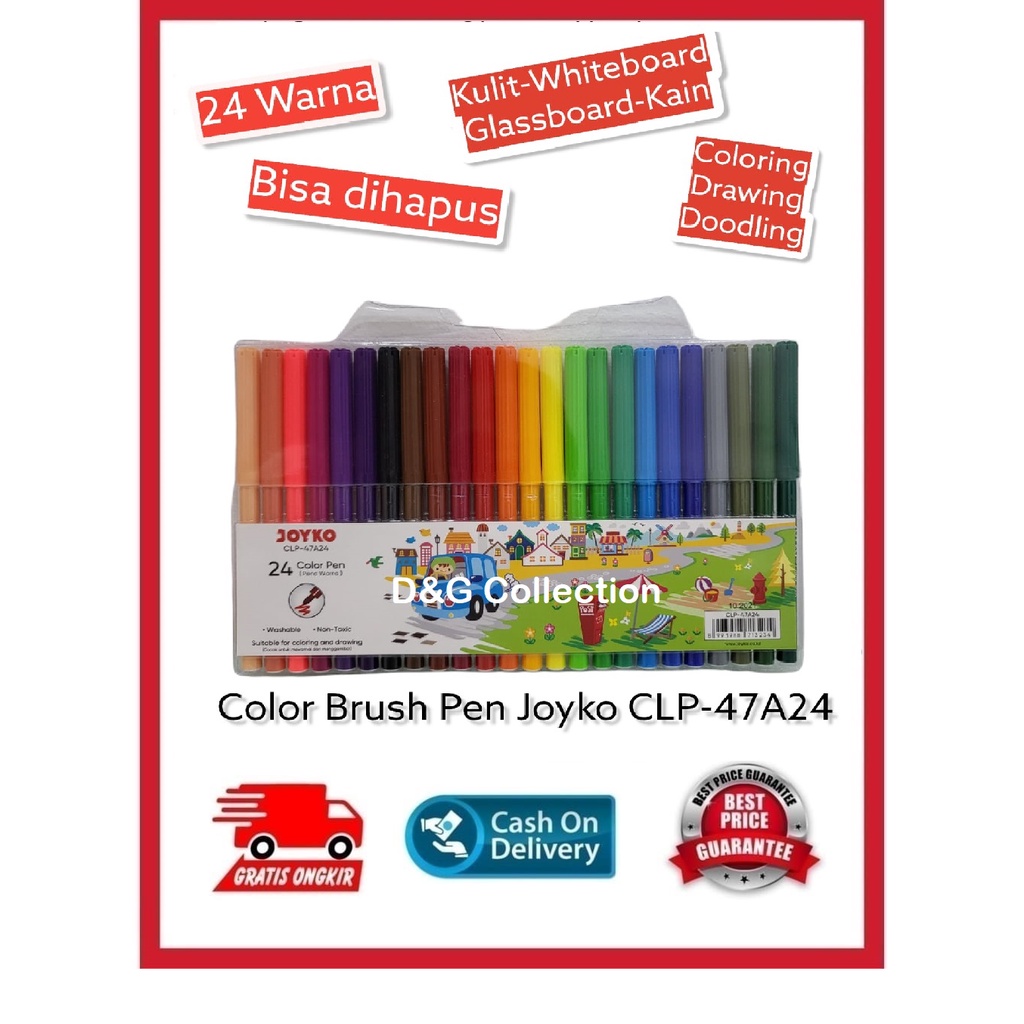 

COLOR BRUSH PEN PENA KUAS WARNA JOYKO SPIDOL 24 WARNA CLP-47A24