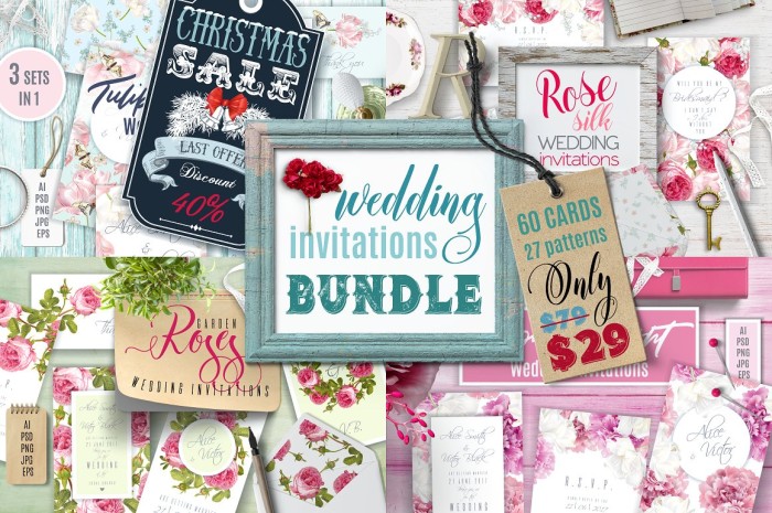 Wedding Invitations Bundle - Photoshop &amp; Illustrator