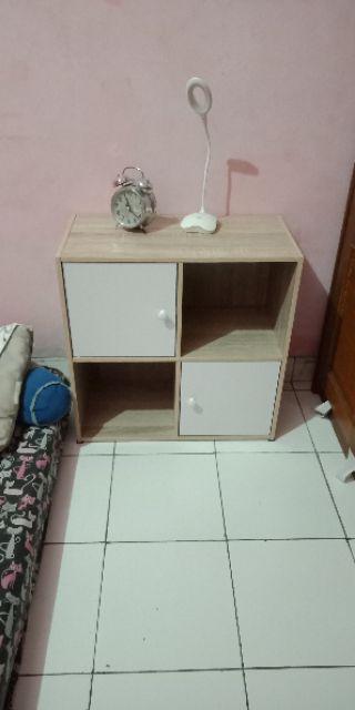 Rak Lemari Buku Pajangan Tv Serbaguna 4 Kotak Minimalis Kayu Dapur