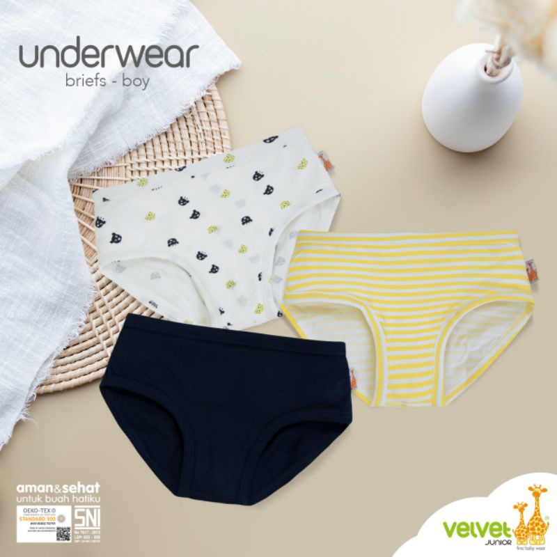 Celana Dalam Brief Segitiga Boys (3 pcs)  Velvet Junior.