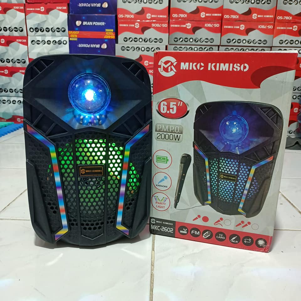 Speaker Bluetooth KMS 6.5 Inch QS 2602 Plus Mic Karaoke &amp; Remote