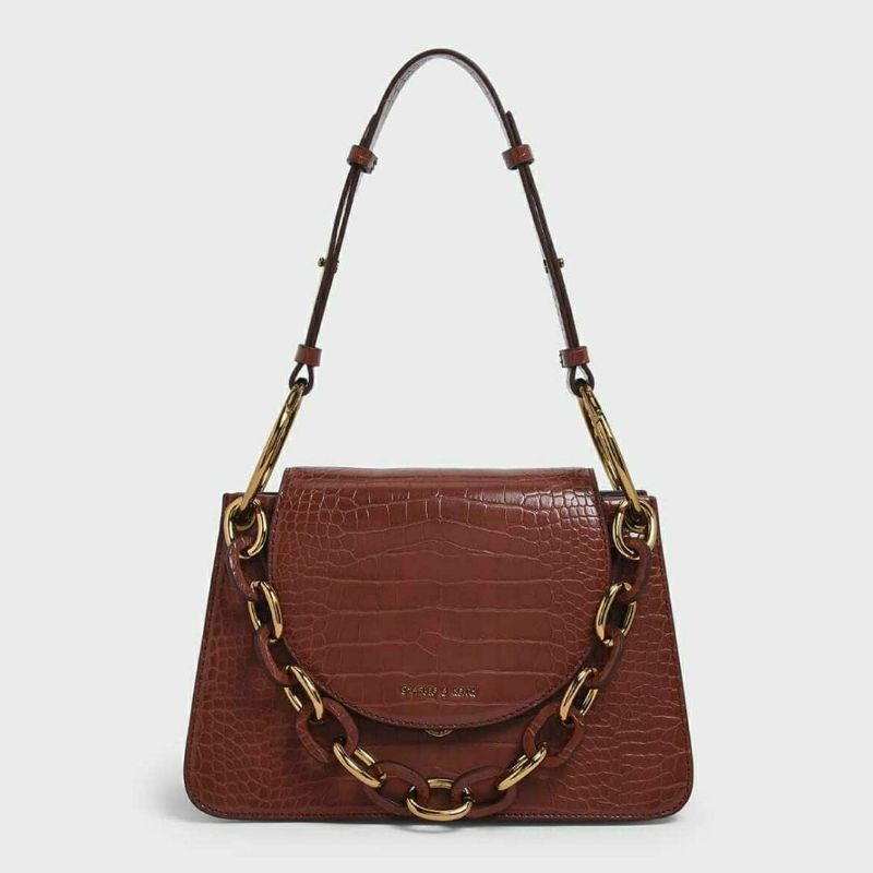 11.11 SALE | CK Croc-Effect Chunky Chain Link Shoulder Bag