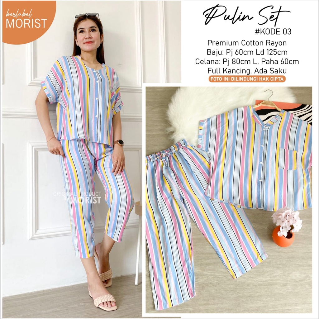 LD 125 PULIN SET#03 PREMIUM COTTON RAYON FULL KANCING ORI MORIST SETELAN WANITA PENDEK ONE SET