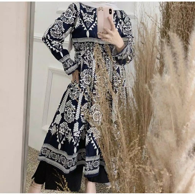 TUNIK LIA MOTIF BANGKOK PREMIUM TUNIK JUMBO MUSLIM CEWEK TUNIK MOTIF BANGKOK