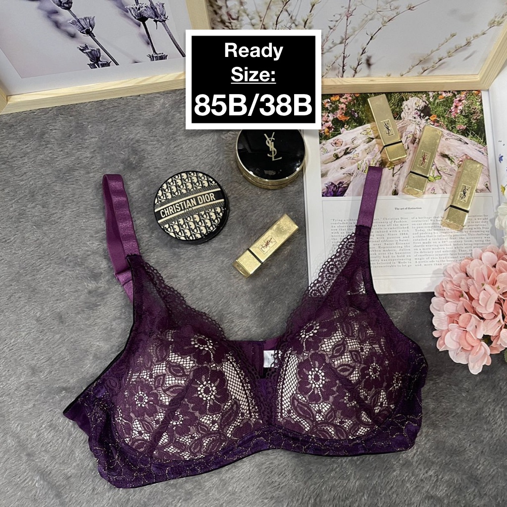 Vivien Woman Bra Skin Fit Wireless Lace Purple Branded Original