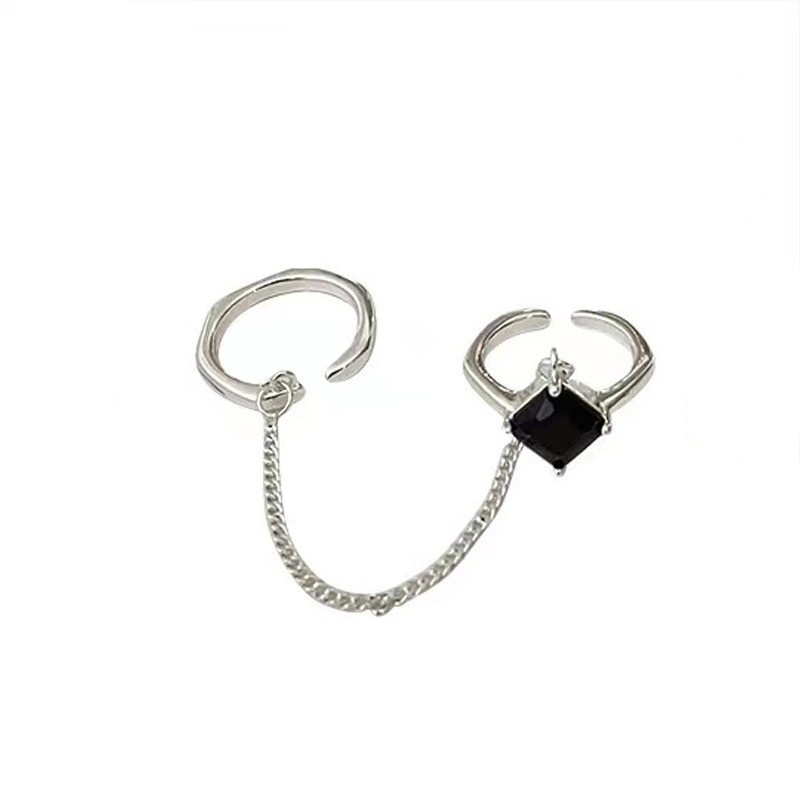 3pcs / Set Cincin Desain Hati Aksen Kristal Warna Hitam Untuk Wanita