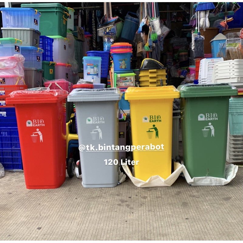 Green Leaf Tempat Sampah Roda 120 Liter / Tempat Sampah Roda Dorong / Tempat Sampah Besar