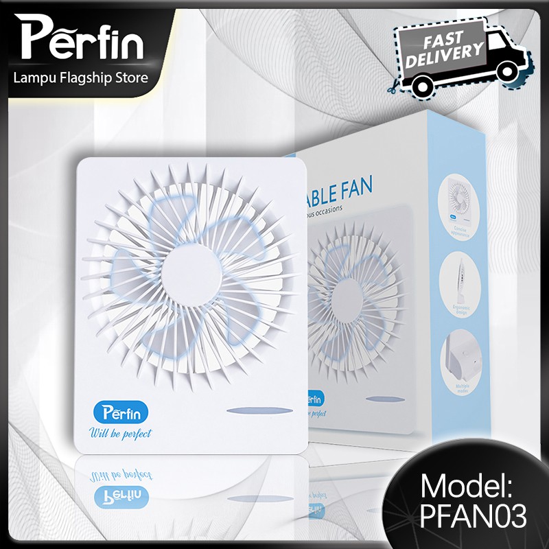 Perfin PFAN03 kipas mini portabel penyesuaian 3-kecepatan