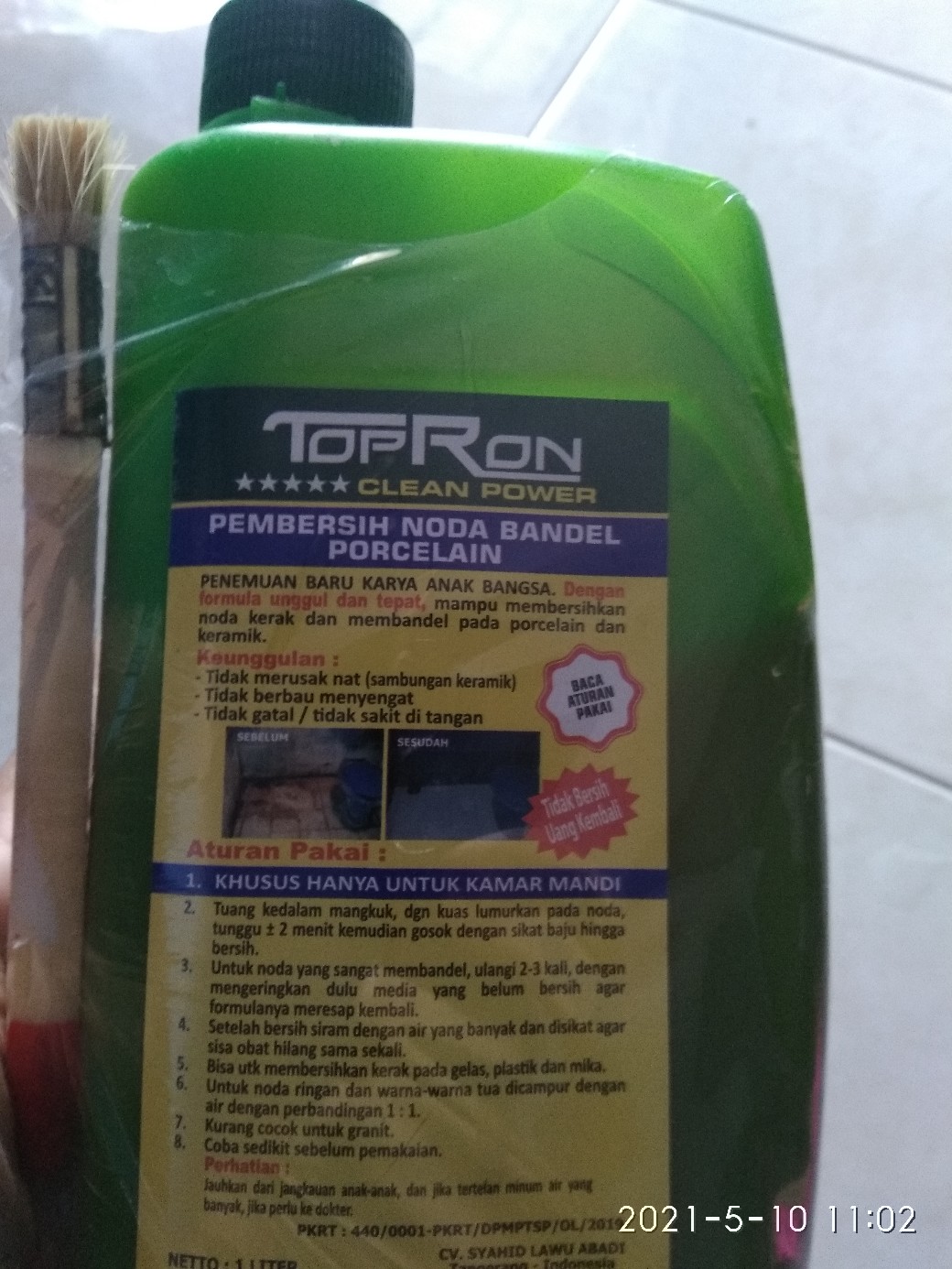 Topron Pembersih Keramik [topron Clear Power] -emboss Dikemasan ~kc