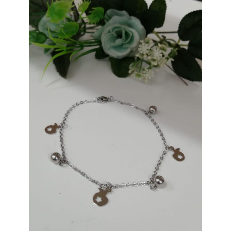 GELANG TANGAN TITANIUM SILVER MOTIF PILIHAN WANITA ANTI KARAT ANTI ALERGI