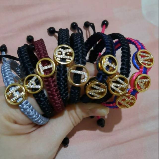 Gelang tali xuping huruf xuping abjad lapis emas 18K