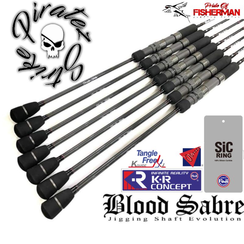 ROD PIRATEZ STRIKE BLOOD SABRE SPINNING PE 1/1.5/2/2.5/3/4 termasuk packing PVC