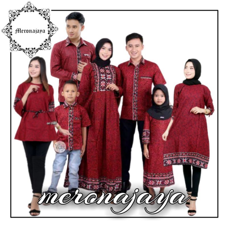 Batik Couple Keluarga Sania Ruffle Ori Ndoro Jowi Mega Mendung Abang