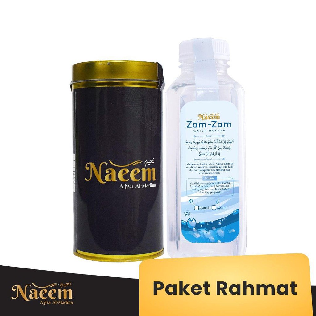 

EKSKLUSIF Kurma Ajwa Naeem 330gr + Air Zam-Zam 500gr [Paket Rahmat Naeem]