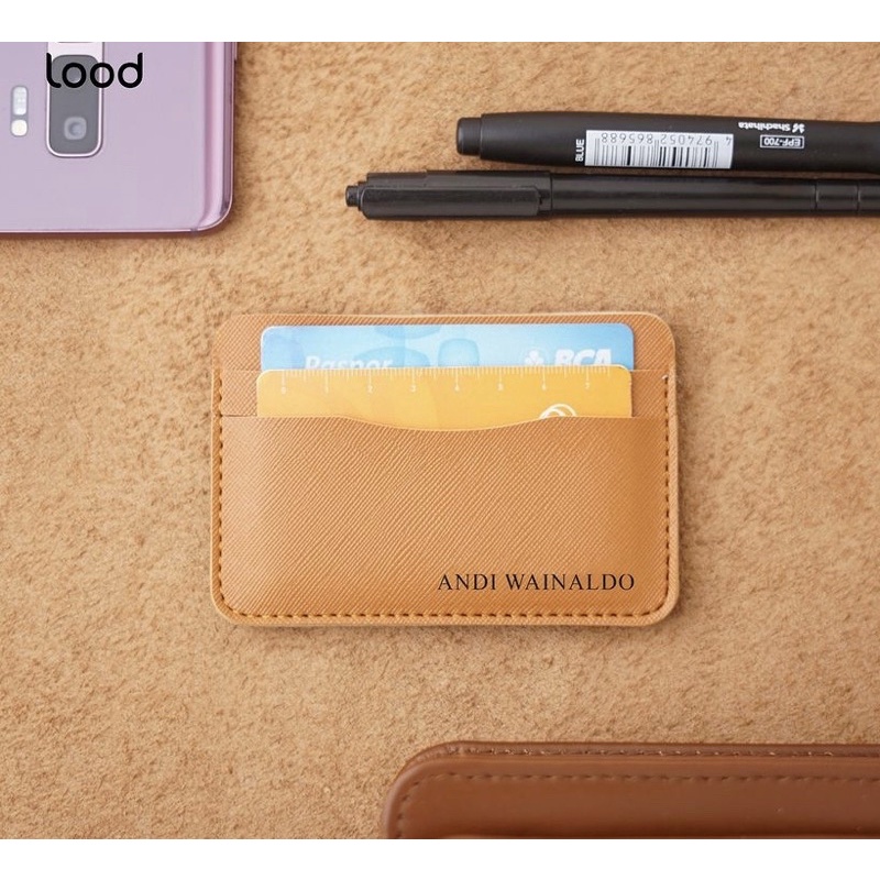 DOMPET KARTU DAN UANG WANITA PRIA ATM MINI KULIT SINTETIS PREMIUM ORIGINAL 100% AZALEA CARD HOLDER - GRATIS UKIR NAMA