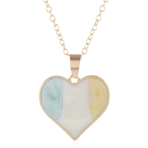 LRC Kalung Fashion Blue Love Dropping Alloy Contrast Necklace A61246