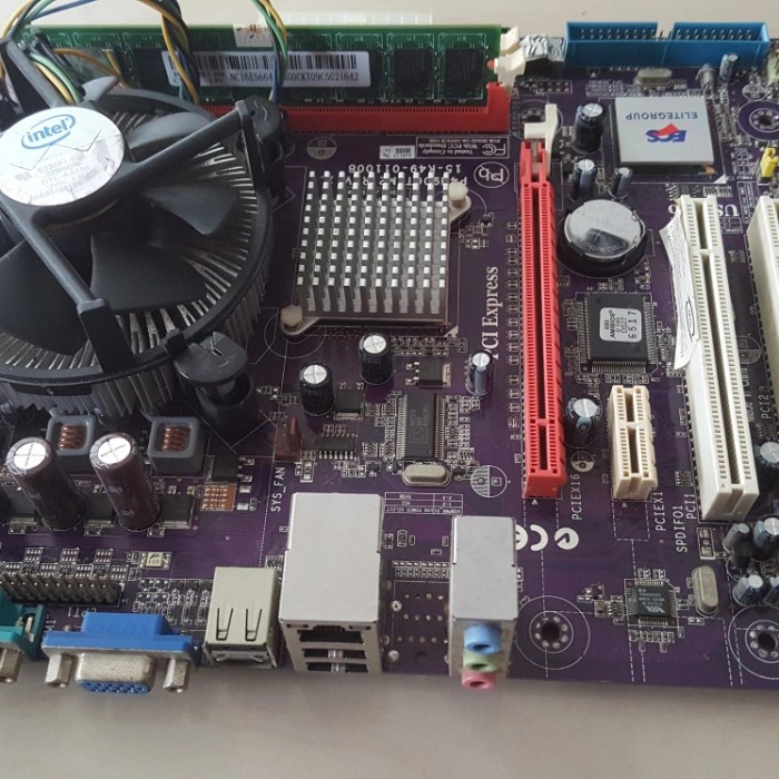 paket pentium 4 motherboard, proci+ram+kipas ori+vga onboard