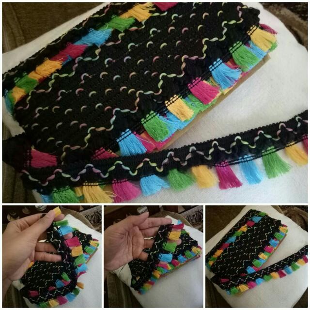 Renda Rumbai Hitam Meteran model Tassel