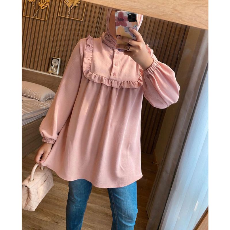 VALLINA OUTFIT - NAORA SHIRT ATASAN WANITA FORMAL MUSLIM KEMEJA BLOUSE LENGAN PANJANG