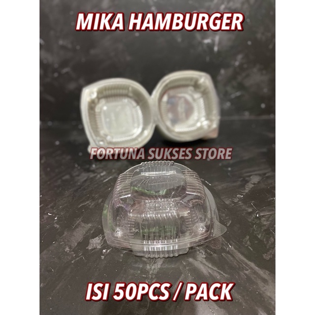 [ADA HARGA GROSIR] Mika Hamburger - Kotak Burger - Mika Burger - Mika Bolu Plastik ISI 50pcs
