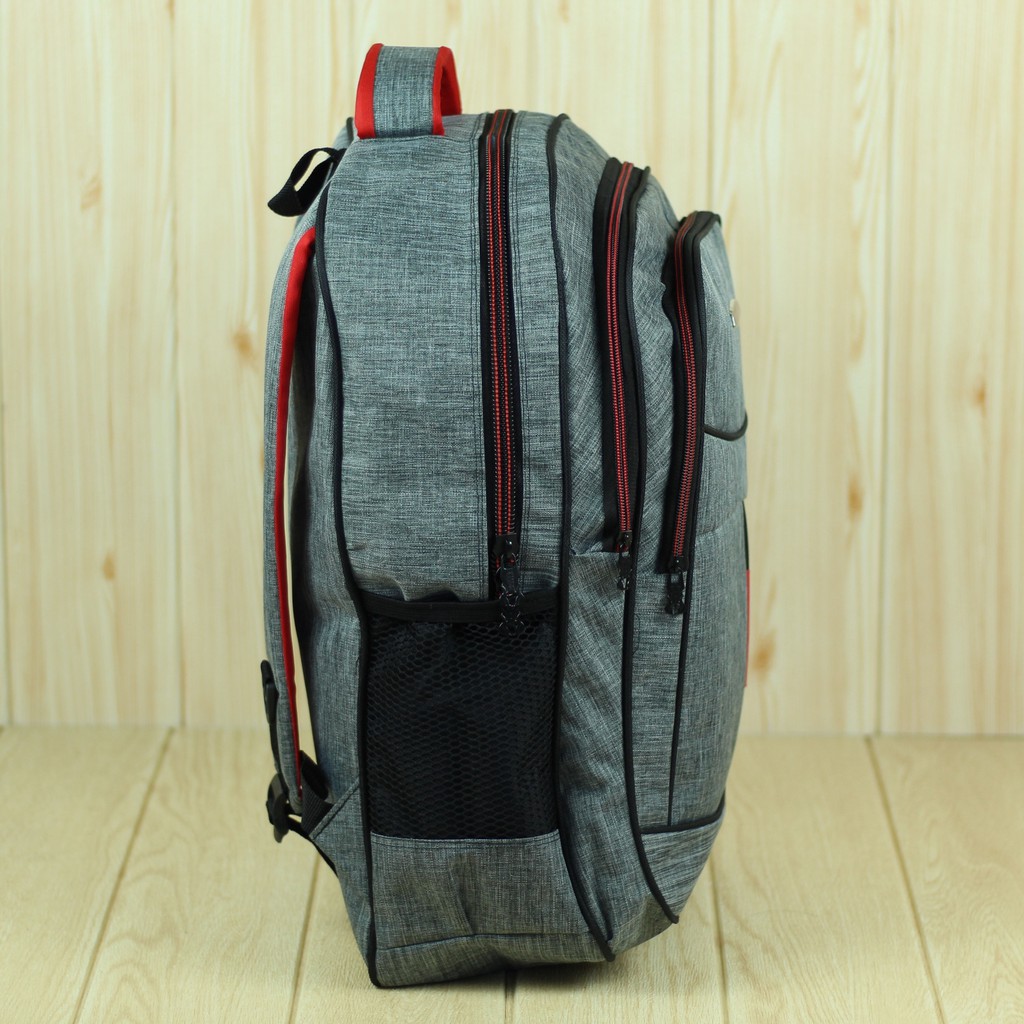 Tas Ransel Polo Dua Kotak Warna Abu Back Pack Pria Sekolah Kuliah Kece