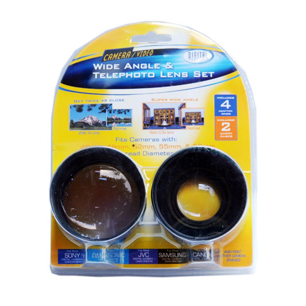 Wide-angle and Telephoto Lens set - 46, 49, 52, 55, 58mm