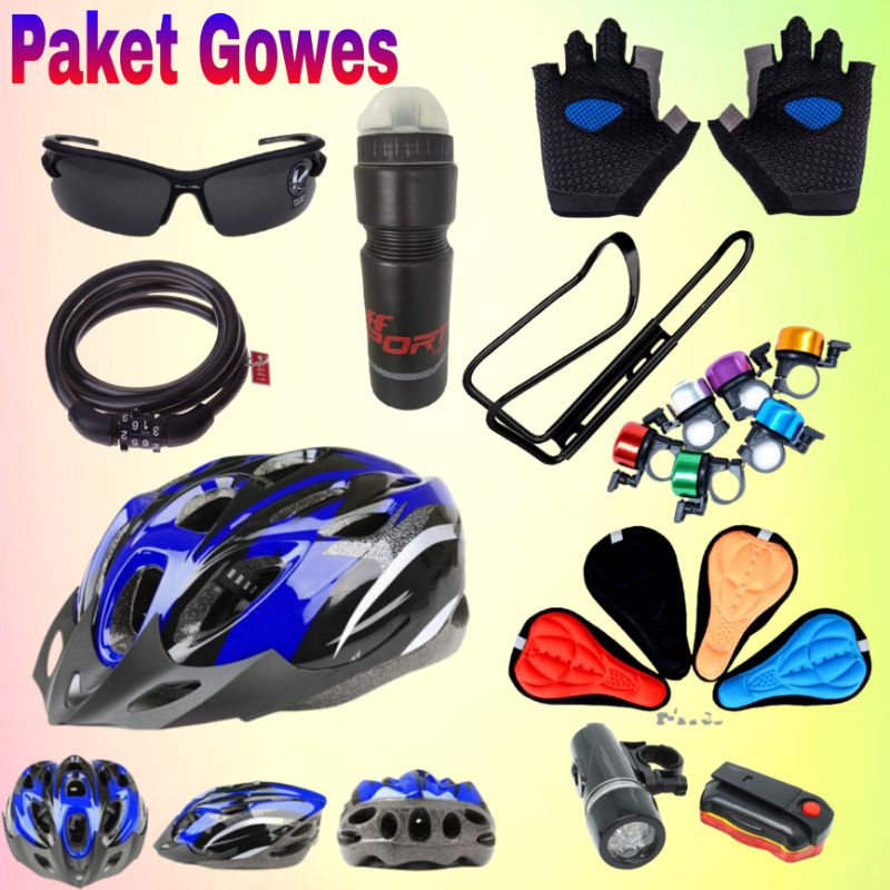 Paket Helm Sepeda Aksesoris Bersepeda buat gowes