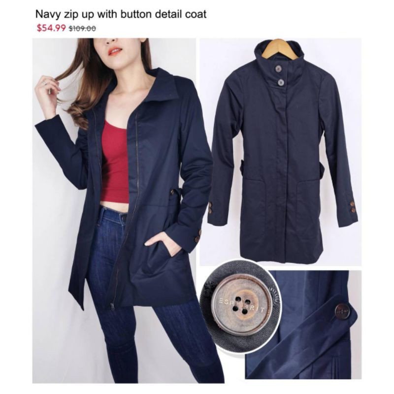 Jaket coat navy weathershield esprit