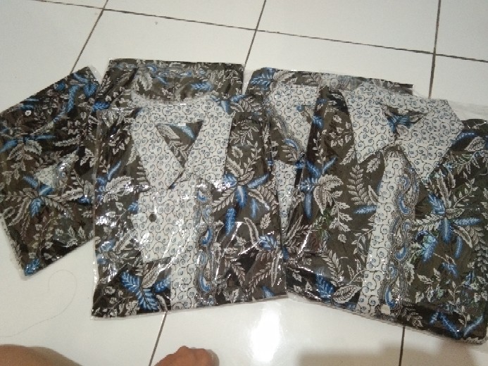 Batik Couple Keluarga Sania Ruffle Ori Ndoro Jowi Dnt Sogan Motif Blarak Biru