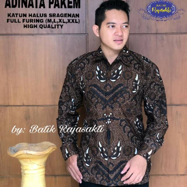 Batik Kemeja Lengan Panjang Adinata Pakem Bahan Katun Halus Sragenan Batik Solo