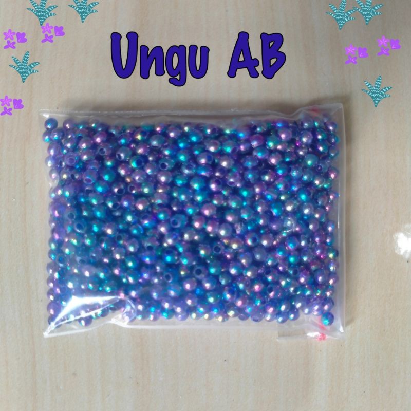 Mote Manik Mutiara Bulat 3 mm Pelangi/AB - 10 Gram