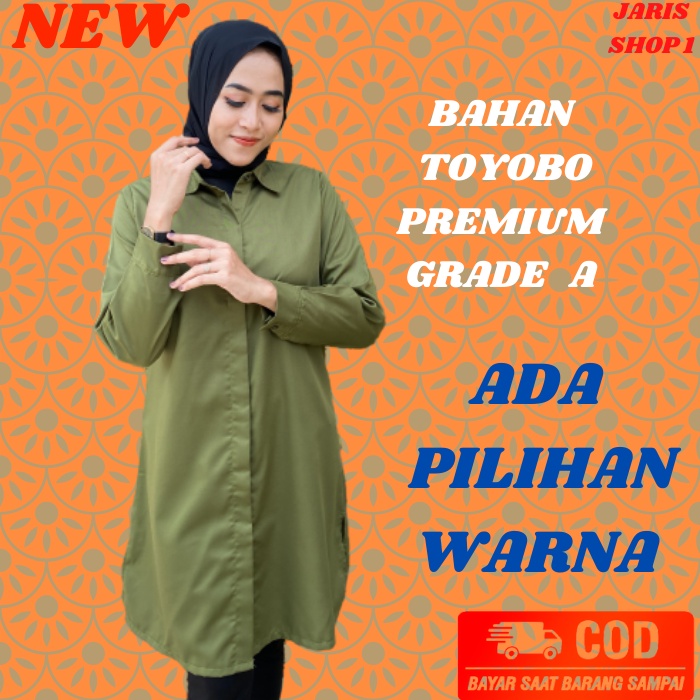 Kemeja Tunic Wanita Atasan Tunik Terbaru Baju Cewek Kekinian Lengan Panjang Fashion Korean Style Mus
