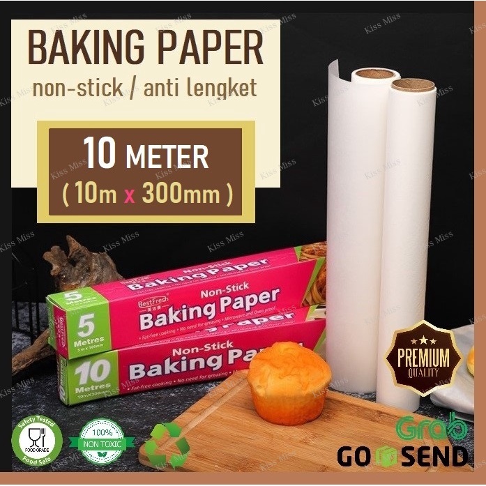 BAKING PAPER ROLL - 10 METER - WHITE - kertas panggang alas roti - kertas air fryer - anti lengket