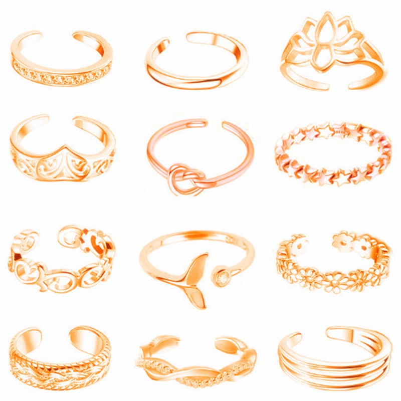 Fancyqube Cincin Kaki Model Terbuka Adjustable Bentuk Hati Gelombang Untuk Wanita