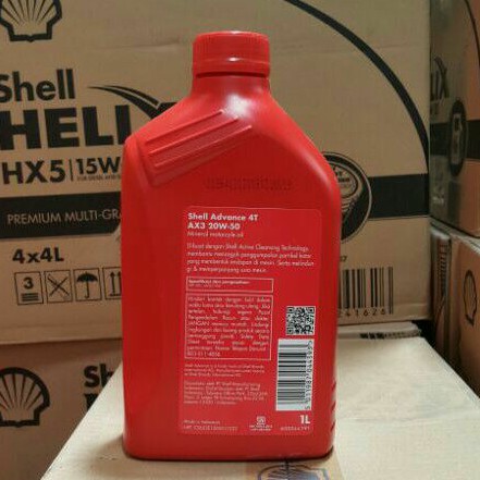 OLI MESIN MOTOR SHELL ADVANCE AX3 1 LITER