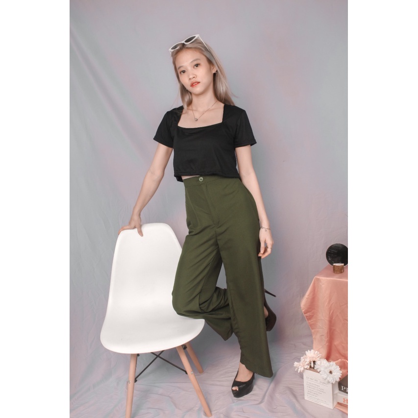 BEFAST - ZRX OOTD Celana Kulot ALIMAH / Celana Kulot Panjang Hw Highwaist Kancing Reseleting Rayon Premium / Kulot Kekiniaan Wanita Remaja / Celana Pankang Polos Casual / Celana Kulot Terlaris / Trendy / Celana Panjang Kulot Banyak Warna / Termurah