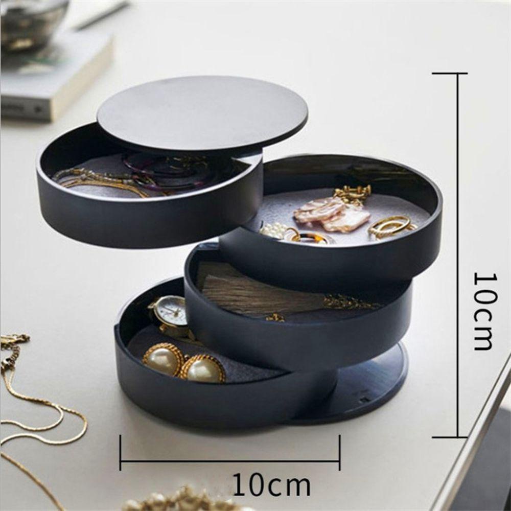 [Elegan] Rotate Jewelry Boxes Storage Gift Box Display Perhiasan Kompartemen Tahan Debu Multilayer Kotak Perhiasan Rak Makeup Penyimpanan Anting