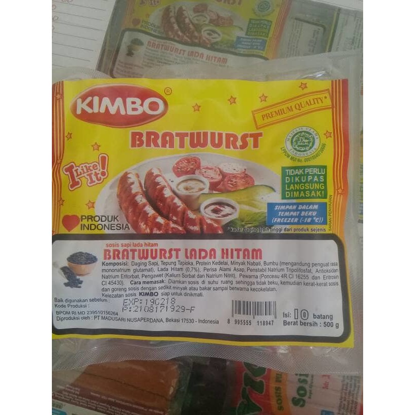 

Kimbo mini bratwust lada hitam 500gr
