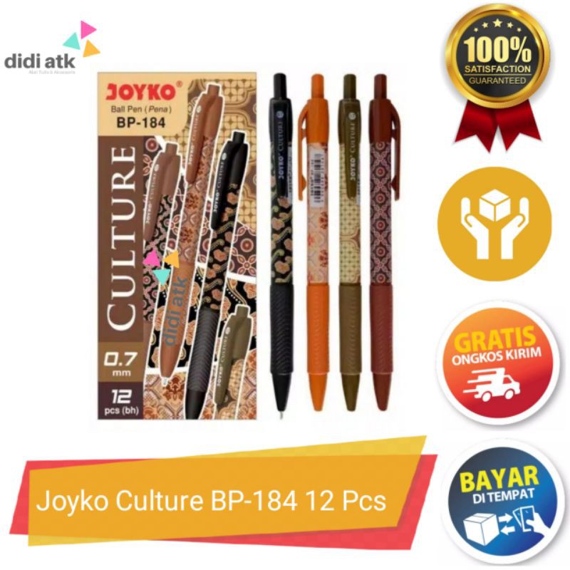 

Pulpen Joyko Culture BP-184 / Ball Pen Batik / Pena Cetrek 0.7mm 12 Pcs