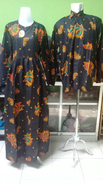 Sarimbit (couple) Gamis Batik Solo Ori Dan Kemeja Lengan Pendek Murah Ukuran L Xl Free Masker