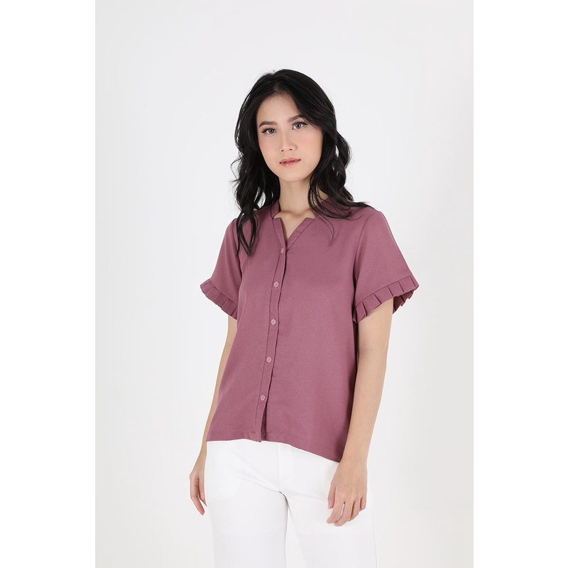 Sorabel - Dixasa Plain Pleats Blouse / Kemeja Wanita Lengan Pendek-4