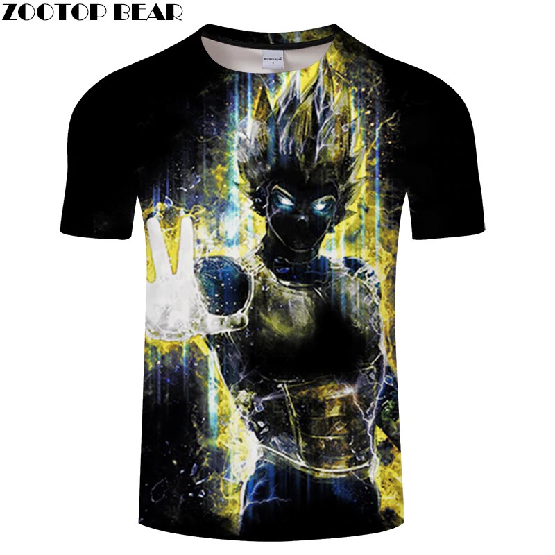 (Free Ongkir) Jual Black Warrior 3D Print T shirt Men Women tshirt Dragon Ball Tees Summer t-shirt