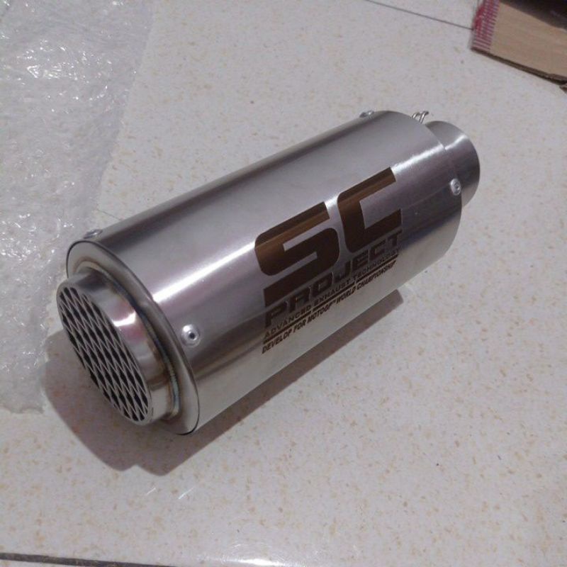 knalpot racing sc project jaring inlet 50/51 mm cuma silincer tanpa pipa leher