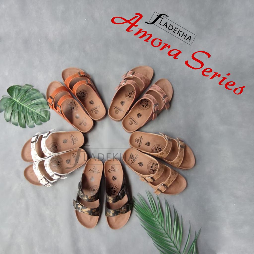 SANDAL WANITA MOTIF TERKINI/ SANDAL REMAJA SLIP ON/ SANDAL CEWEK STRAP 2 CARVIEL AMORA SERIES