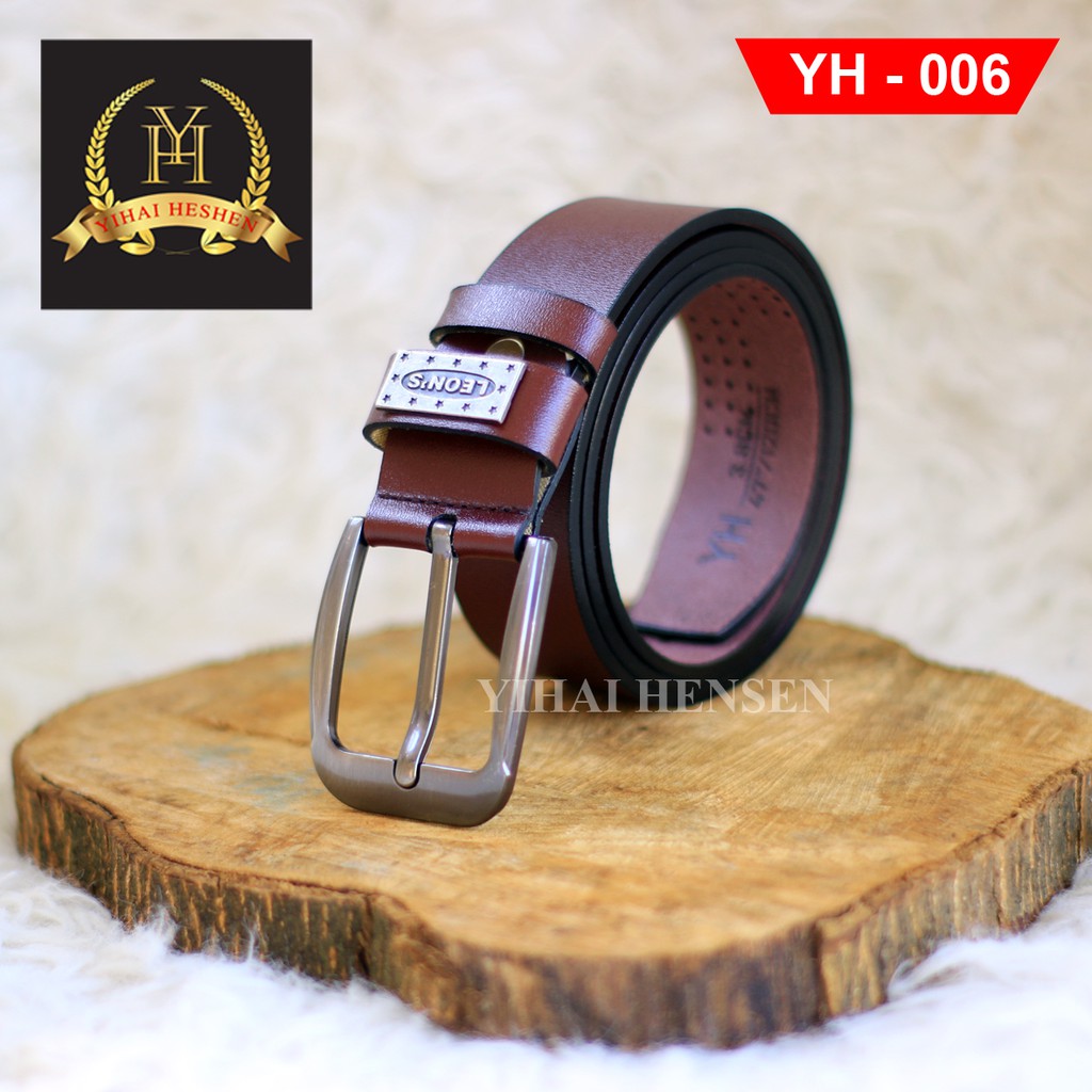 [Y&H] Ikat Pinggang Pria Kulit Leather Hitam Belt Ban Ikat Pinggang Formal Sabuk Pria Kulit - YH006