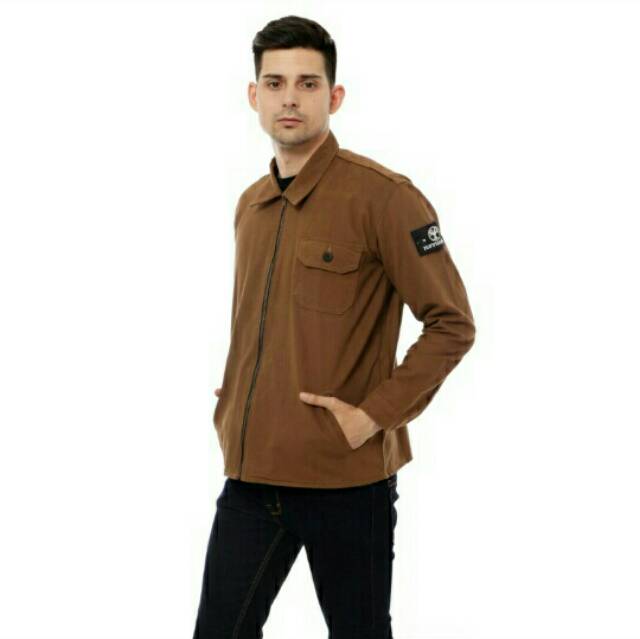 Jaket Semi Parka Zip Coklat Camel