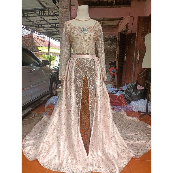 baju pengantin,gaun pengantin,baju akad ekor panjang premium