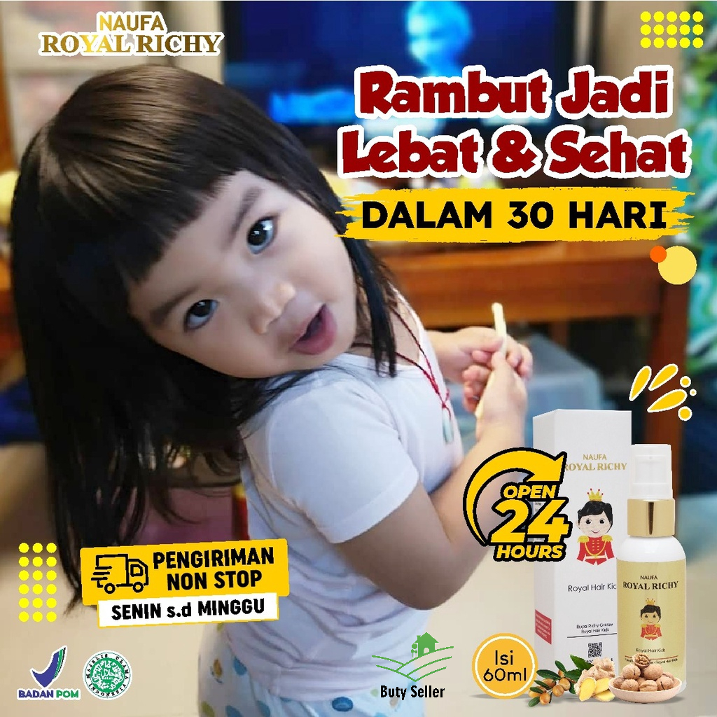 Naufa Royal Richy || Rici Ricy Original Hair Serum Penyubur &amp; Penumbuh Rambut Bayi Anak 100% Minyak Kemiri Asli Pelembab &amp; Penghitam Rambut Isi 60ml